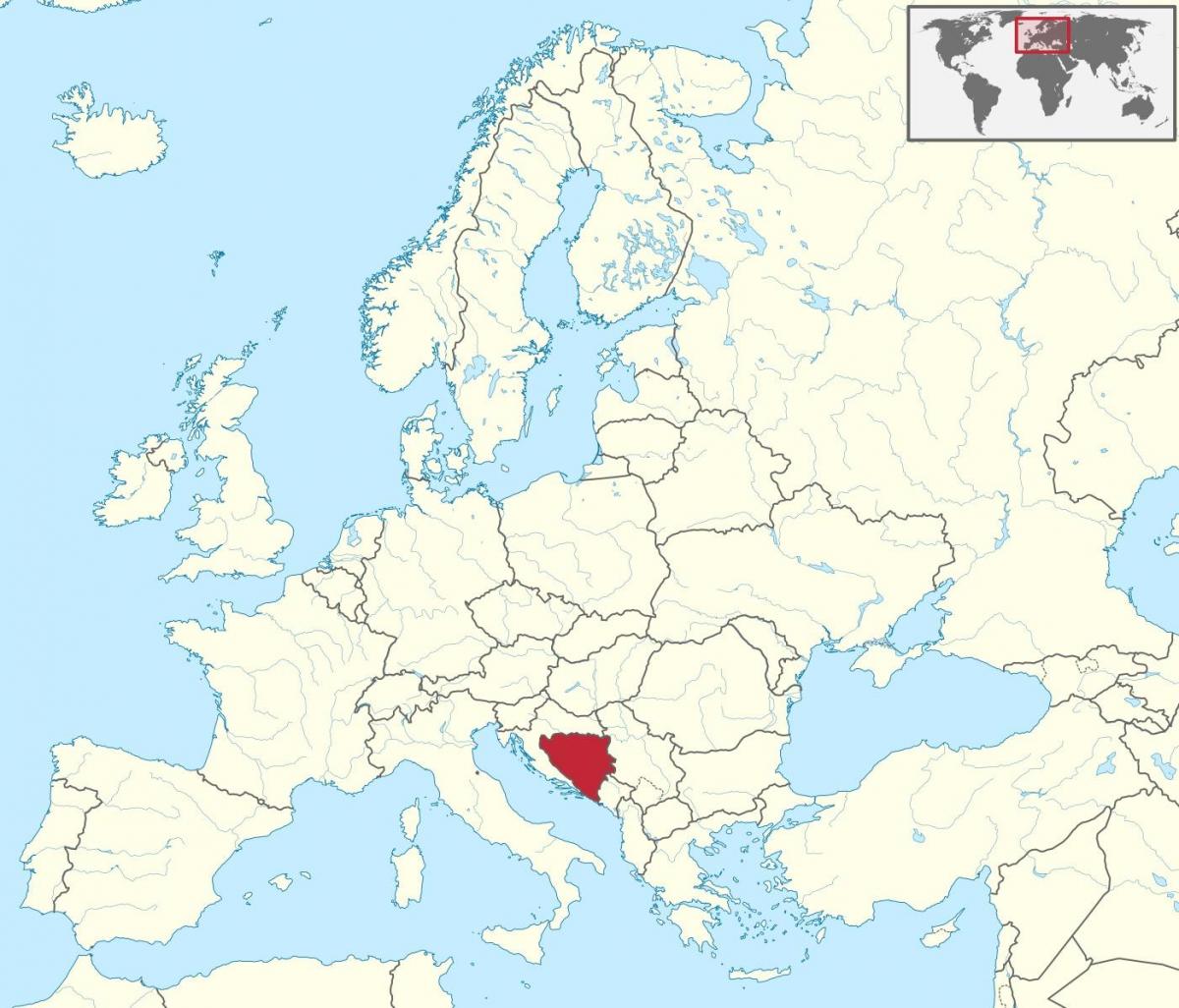 Bosnia pe o hartă a europei