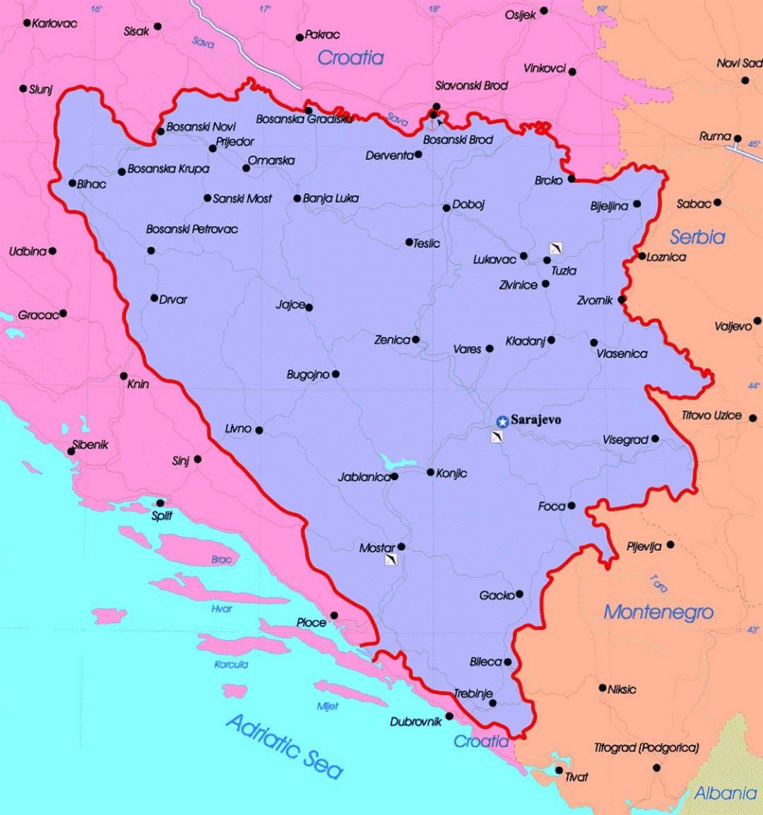 Bosnia și Herțegovina hartă politică