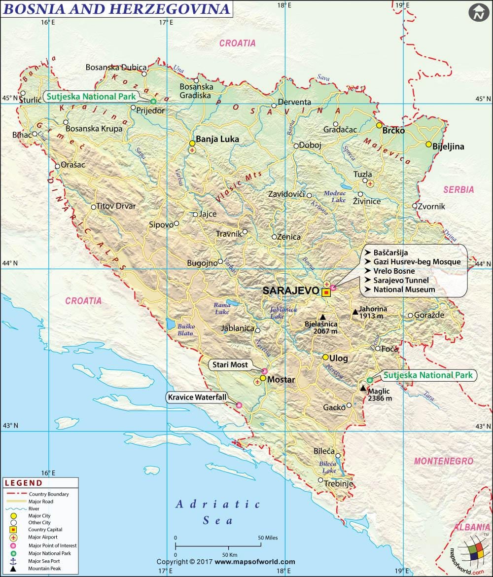 Bosnia și Herțegovina hartă